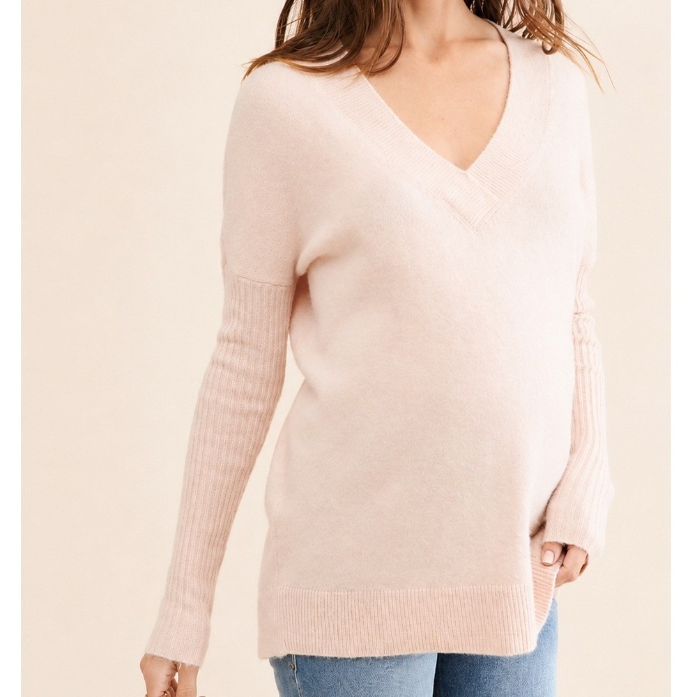Hatch Pink Eva V-Neck Sweater Wool Blend Maternity Soft Girl Balletcore Small